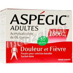 AspegicADULTES 1000 mg poudre pour solution buvable SANOFI AVENTIS FRANCE (FRANCE)