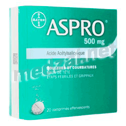Aspro  comprimé effervescent(e) BAYER HEALTHCARE (FRANCE) Posologie et mode d