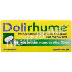 Dolirhume paracetamol et pseudoephedrine500 mg/30 mg comprimé SANOFI AVENTIS FRANCE (FRANCE)