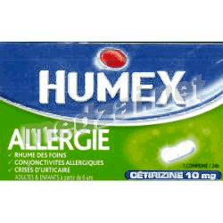Humex allergie cetirizine  comprimé pelliculé sécable LABORATOIRES URGO HEALTHCARE (FRANCE) Posologie et mode d