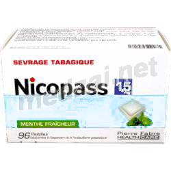 Nicopass1,5 mg SANS SUCRE MENTHE FRAICHEUR pastille PIERRE FABRE MEDICAMENT (FRANCE)
