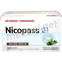 Nicopass1,5 mg SANS SUCRE REGLISSE MENTHE pastille PIERRE FABRE MEDICAMENT (FRANCE)
