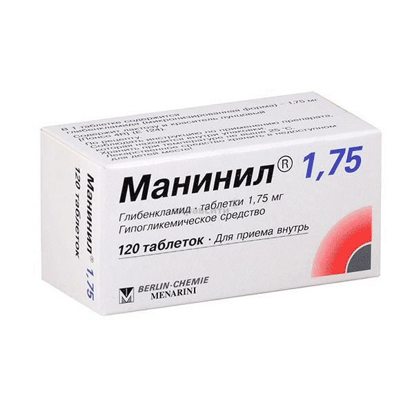 Манинил1.75 таблетки; Берлин-Хеми АГ (ГЕРМАНИЯ)