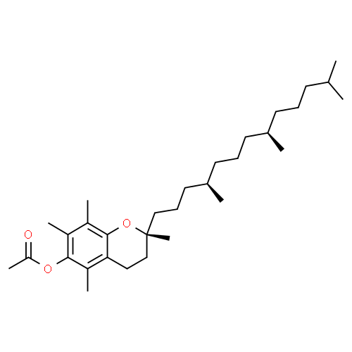 D-alpha-tocophérol (acétate de) - Pharmacocinétique et effets indésirables. Les médicaments avec le principe actif D-alpha-tocophérol (acétate de) - Medzai.net
